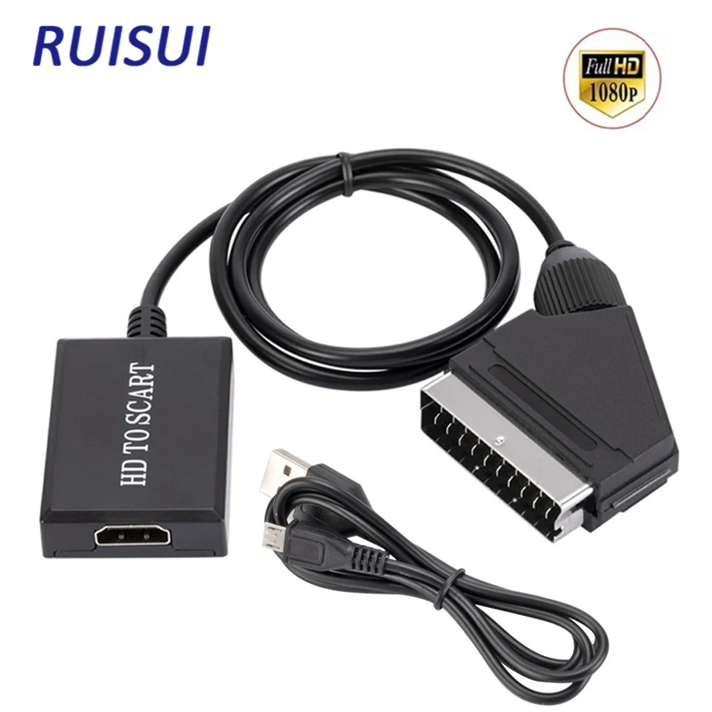1080P HD вход для Scart выход видео аудио преобразователь адаптер PS3/4 TV DVD Set-top Box