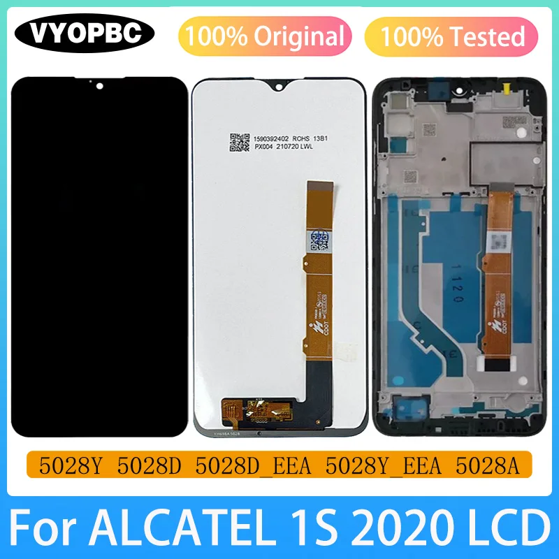 Для ALCATEL 1S 2020 Оригинальный ЖК-дисплей с рамкой панель дигитайзер в сборе Ремонт Запасные части 5028Y 5028D 5028A экран