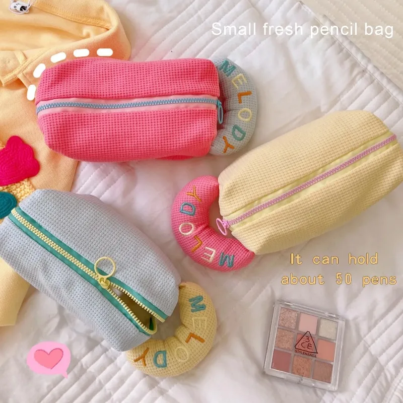 

Cute Simple Pen Bag Storage Bags Large Capacity Pencil Bag Zipper Bags Cosmetic Make Up Organizer School Supplies Stationery Gif