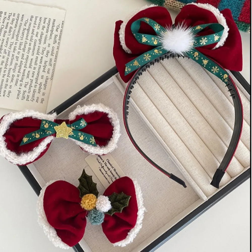 Креативный рождественский обруч для волос милый плюшевый шар со звездой заколка