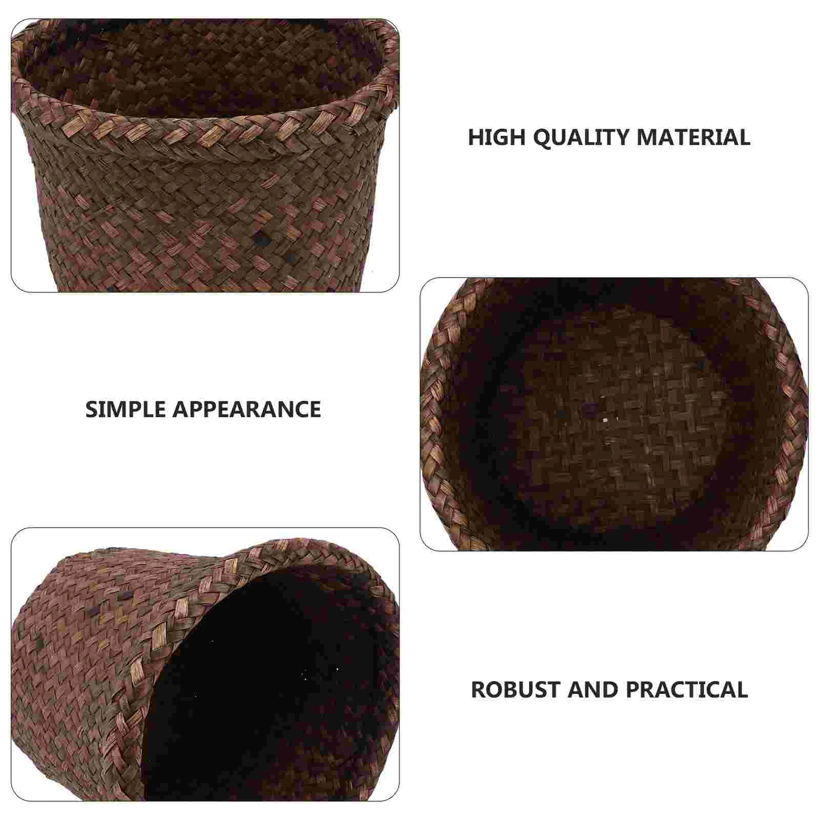 

Woven Storage Basket Woven Laundry Basket Seagrass Pot Planter Wicker Storage Baskets Seaweed Handmade Pot Office