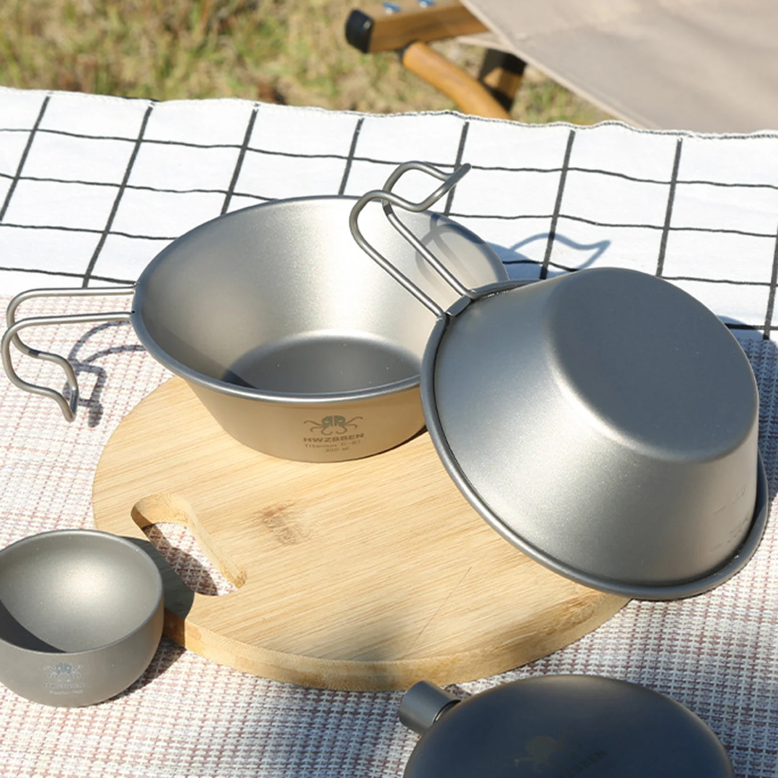 

300ml Camping Titanium Sierra Bowl With Handle Hiking Mug Tableware Foldable Bowls Dinnerware Outdoor Camping Supplies