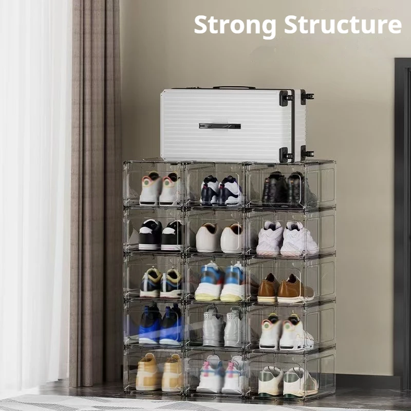 Прозрачная коробка для обуви комбинированный шкаф утолщенный штабелируемый