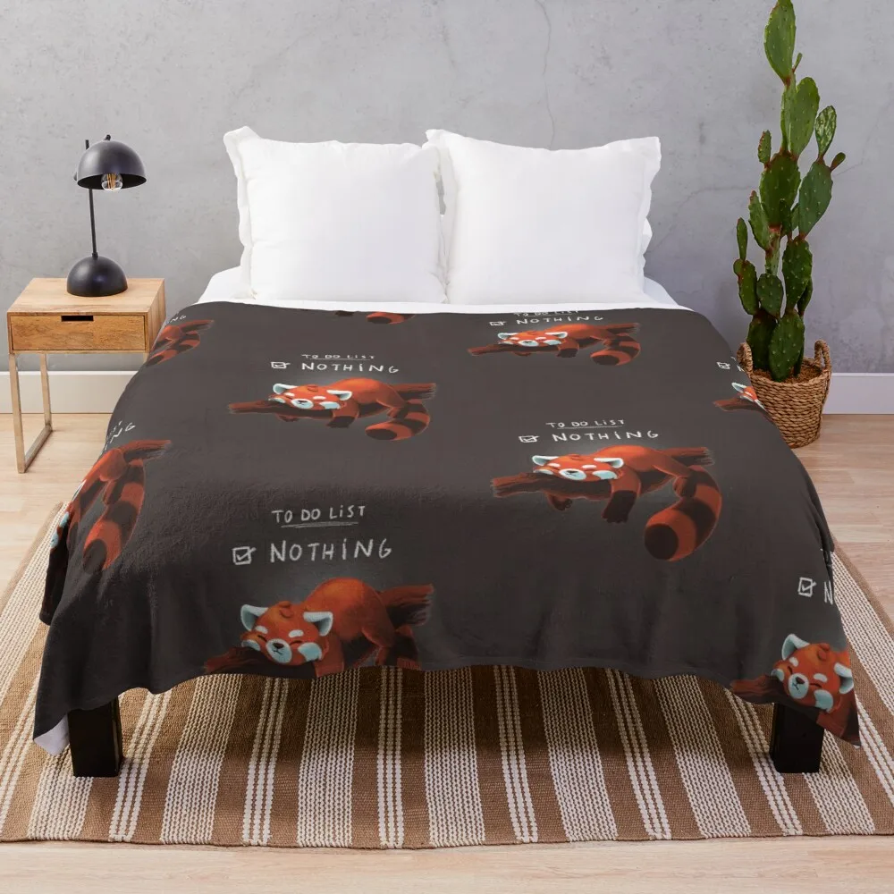 

Mexican Blanket Red Panda Nothing-Cute Fluffy Animal-Procrastinate Sublimation Flannel Boho Throw Blankets