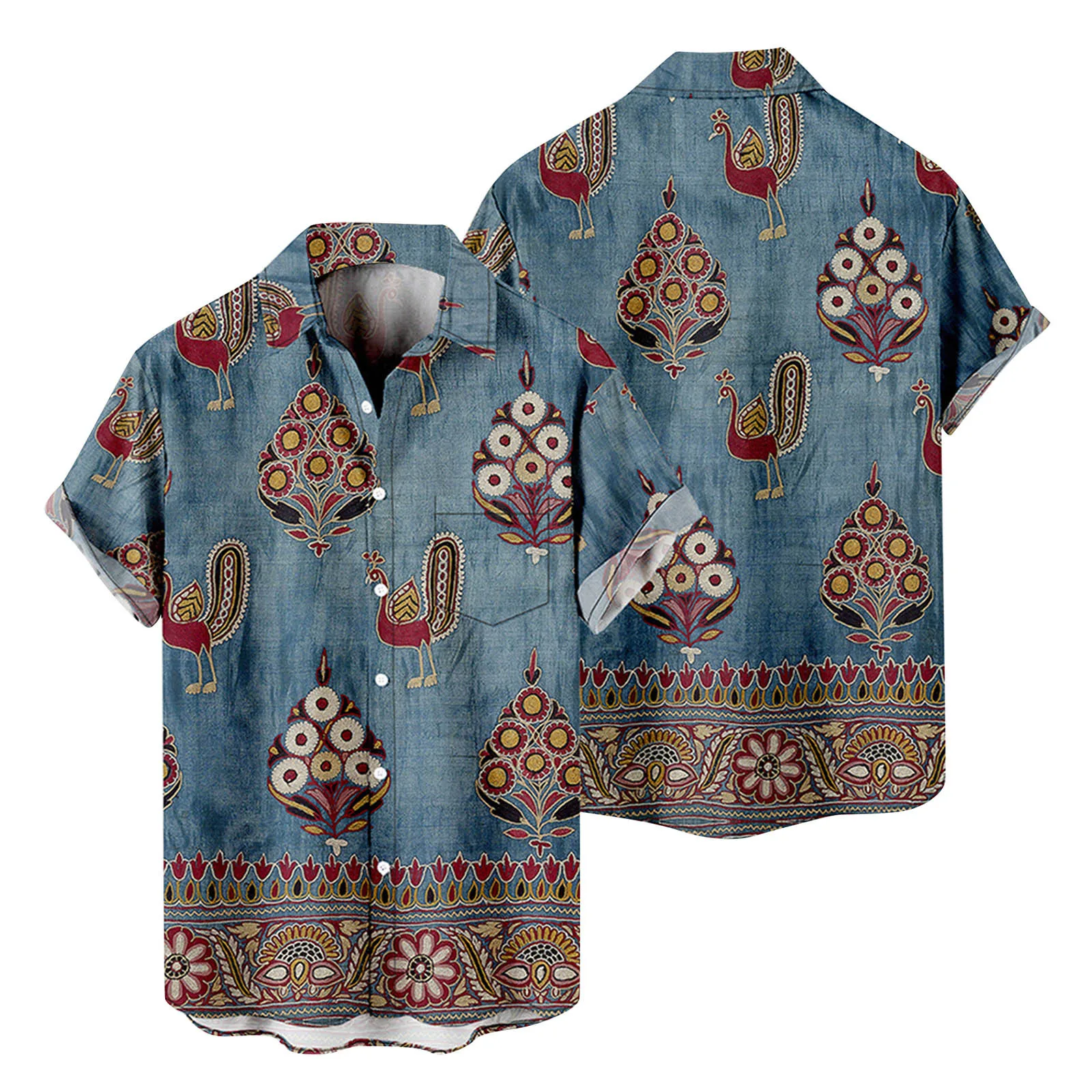 

Рубашка мужская с отложным воротником и коротким рукавом, модная сорочка с 3D цифровой печатью, с отложным воротником и пряжкой, ковбойская р...