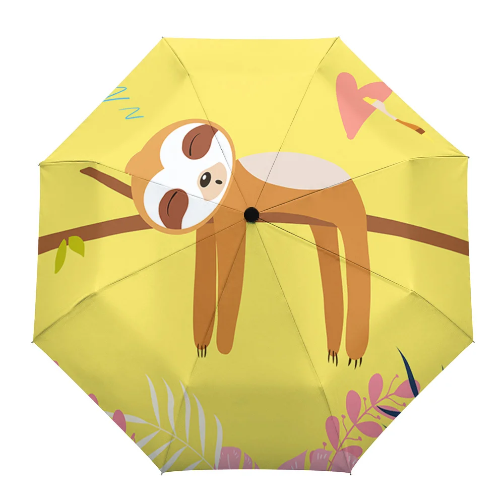 

Sloth Sleeping On A Branch Sunny Umbrella Automatic Beach Umbrella Outdoor Adults Printed Rain Umbrella for Men Kids Parasol