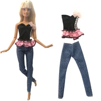 nk official 1 pcs fashion clothing black shirt trousers clothes for barbie 11 inches doll dress dollhouse roll play toy