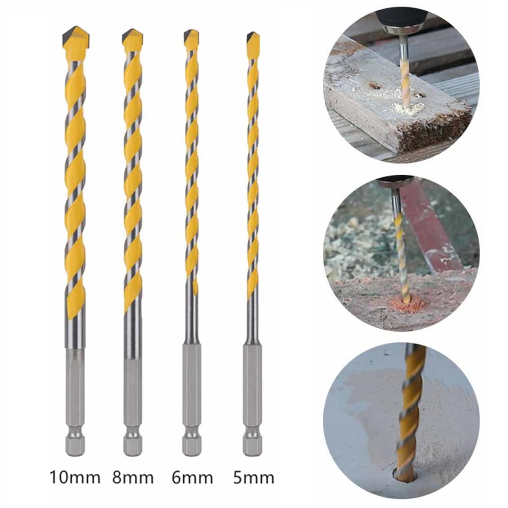 

4pcs 1/4inch Hex Shank 160mm Tungsten Carbide Drill Bit For Drilling Concrete Granite Brick Stone Power Tools Accessories