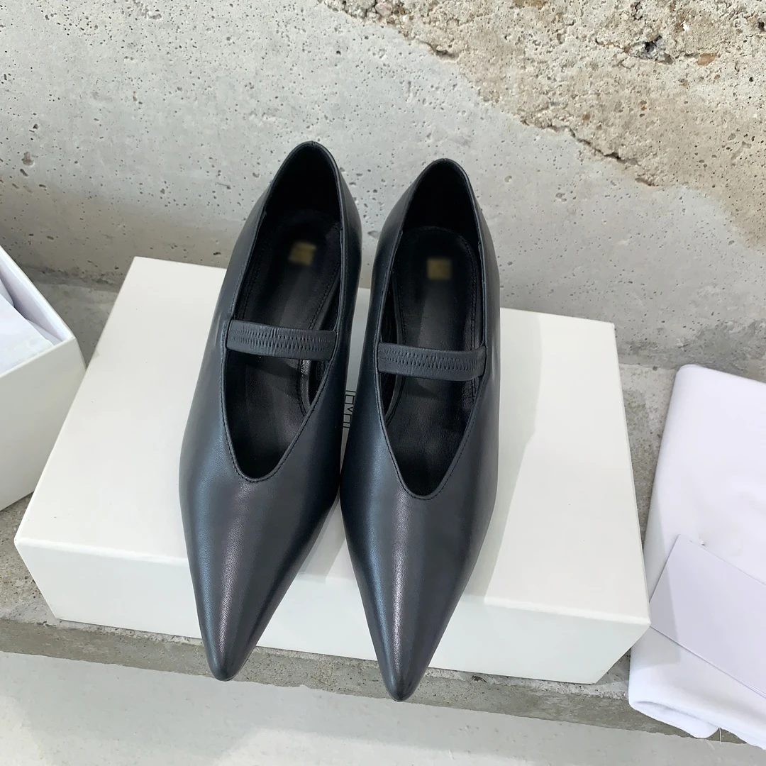 

Женская обувь ручной работы международного бренда, индивидуальный логотип Toteme, низкий каблук, Воловья кожа, элегантность, Мэри Джейн, минимализм, заостренный носок