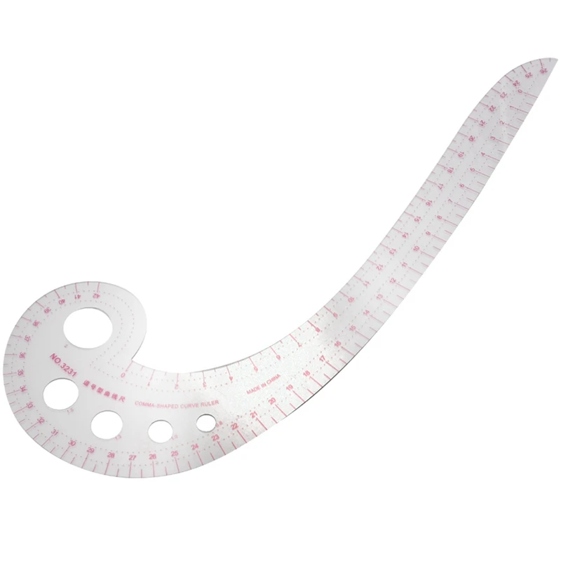 

3X 11.8 Inch Long Comma Shaped Plastic Transparent French Curve Ruler Spline