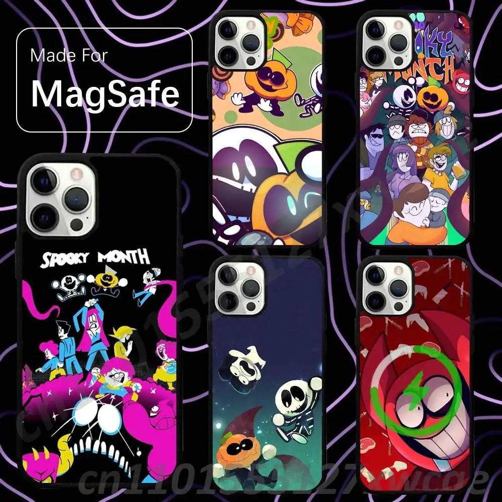 Фото Чехол S-Spooky M-Month для беспроводного зарядного устройства MagSafe для iPhone 15, 16, 17, 13, 14, 11, 12, Pro, Max, Plus, E, Air, Mini, защитный. №1