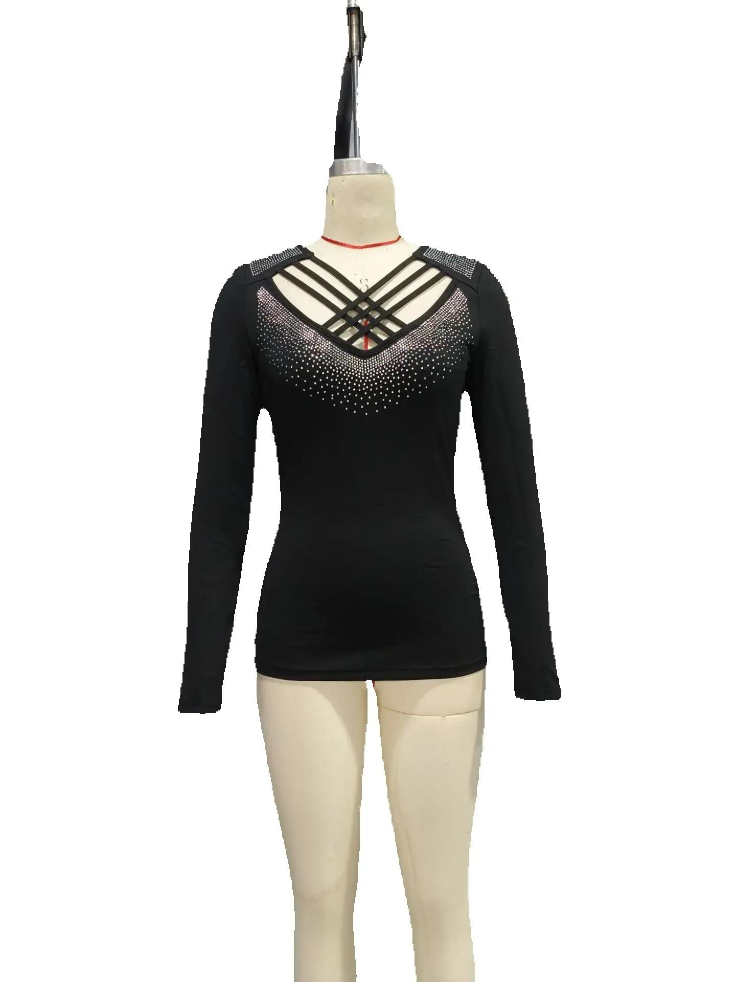 Весна 2025 г. облегающая футболка с v-образным вырезом и длинными рукавами