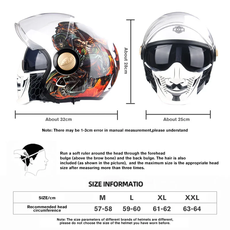 Free Gift Full Face Helmet Motorcycle Detachable Half Helmet ABS Double Mirror Retro Helmet Samurai Combination Helmet enlarge