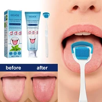 eelhoe 50g tongue cleaning gel with brush oral care removal odor health fresh breath dental hygiene care coating cleaning kit