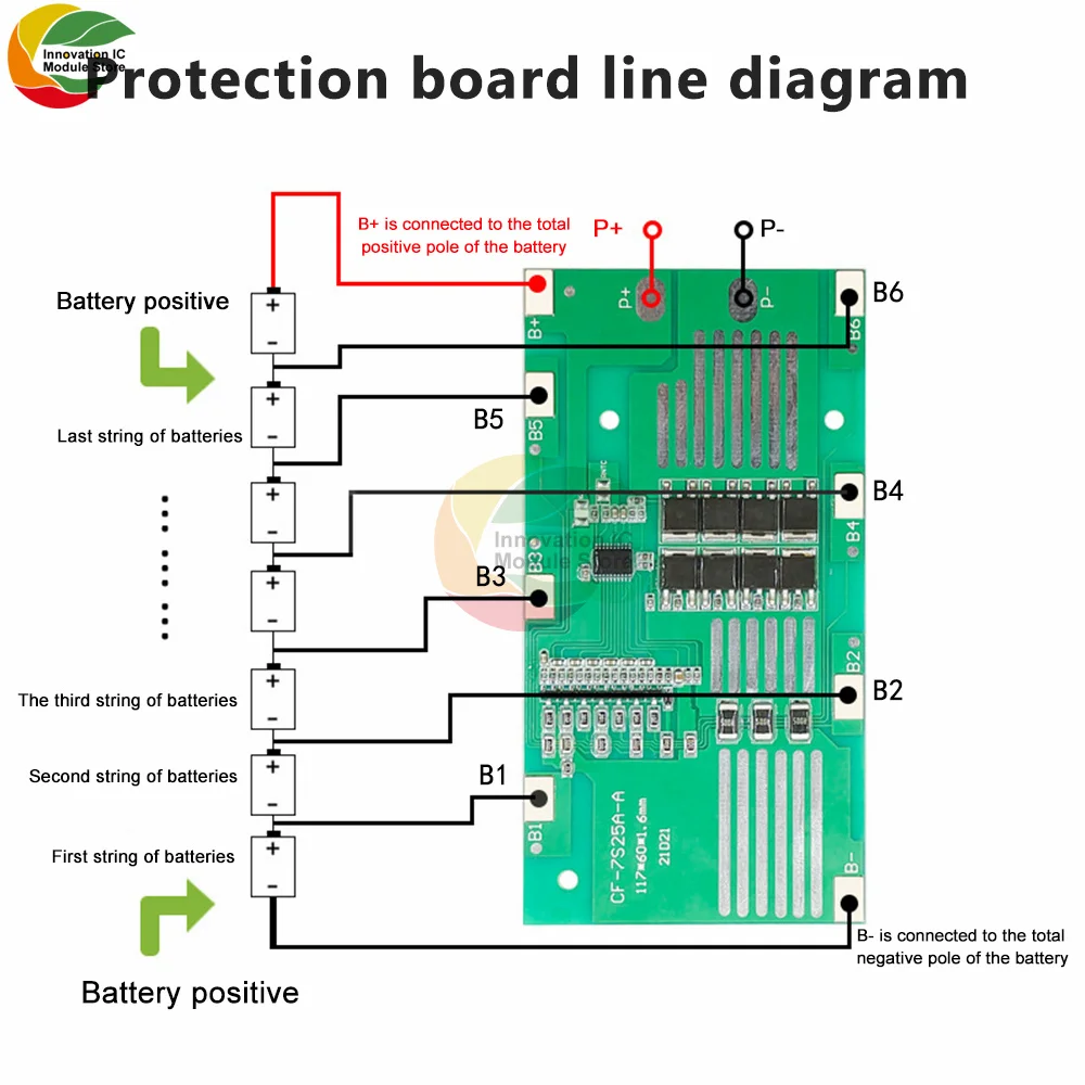 

7S 24V Ternary 25A With Balanced 18650 Lithium Battery Protection Board