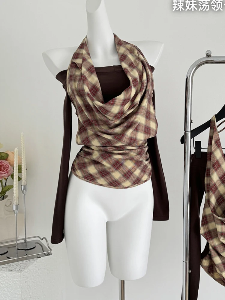 Осень-зима женские корейские модные кокетливые футболки из двух предметов Shoujo Girl