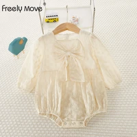 freely move 2022 fashion newborn baby lace bow romper girls clothes summer long sleeve jumpsuit photography costume