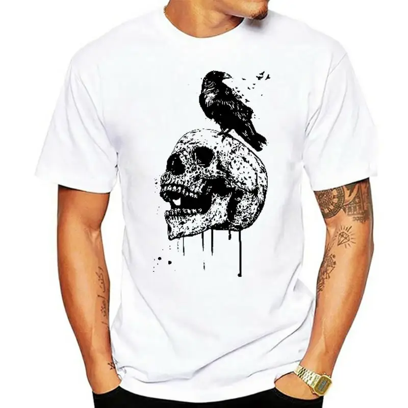 

Men's high quality t shirt 100% cotton loose skull print cool casual loose tshirt o neck t shirt male men tee shirts