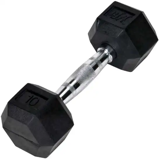 

10lb Rubber Hex Dumbbell Single