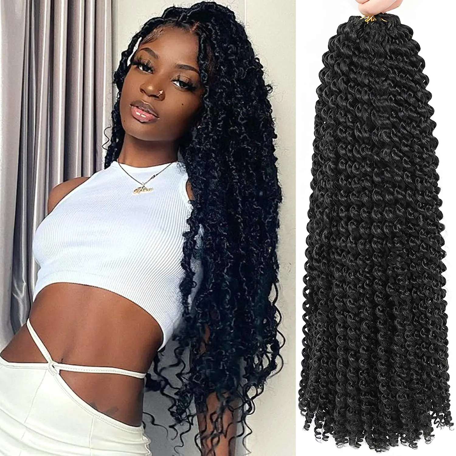 Passion Twist Hair Ombre Blonde Water Wave Braiding Hair for Butterfly Crochet Hair for Women Twist Braiding Hair Extensions