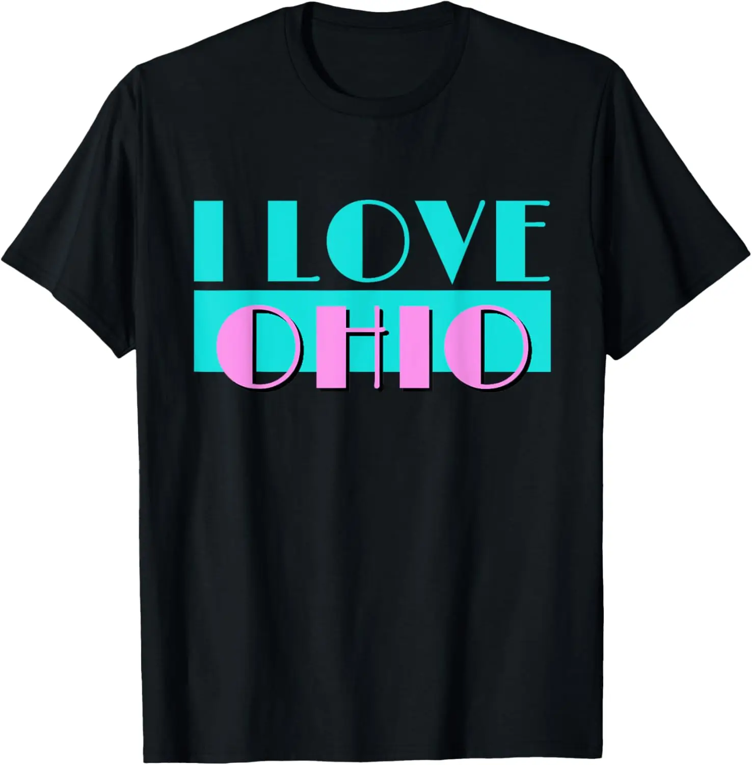 Классическая подарочная футболка в стиле ретро I LOVE OHIO с неоновым логотипом Ohio OH