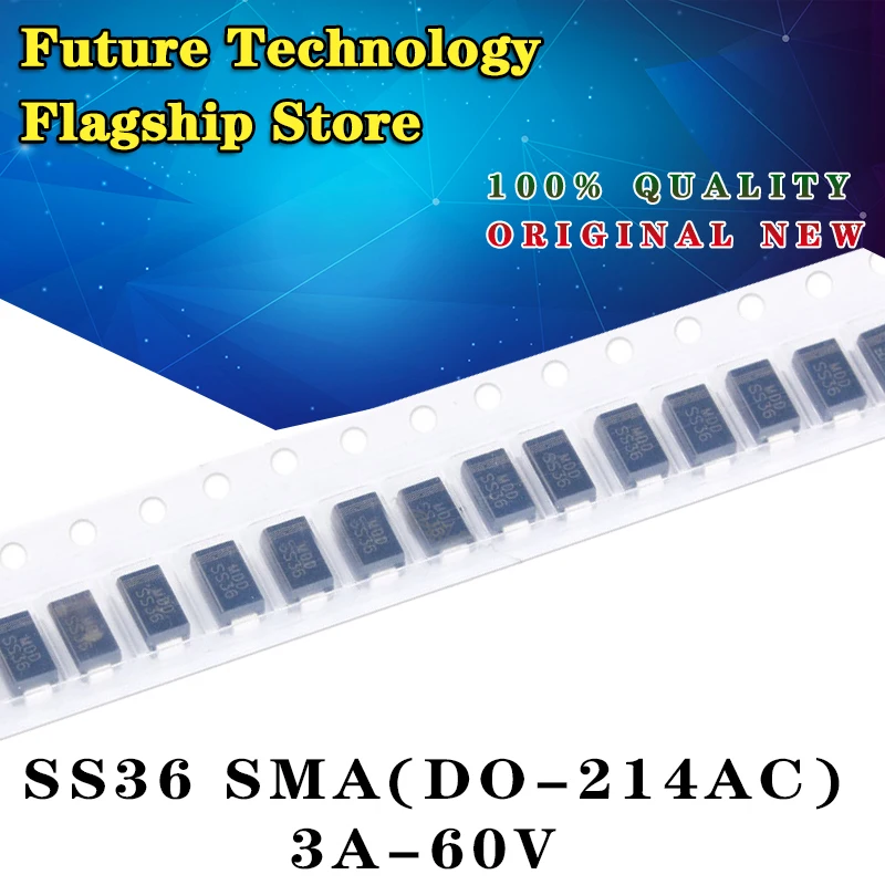 

100 штук SS36 30V 60A SMD SR360 diodo de DO-214AB SMA SK36