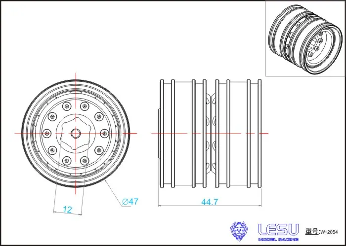 Metal LESU Rear Wheel Hub for 1/14 RC TAMIYA Tractor Truck Hydraulic Dumper Benz VOLVO Scania Electric Cars Vehicles for Adults enlarge