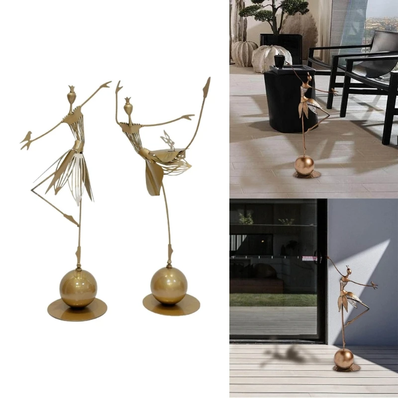 

Metal Sculpture Decor Figurine Statues Garden Decors Home Dancing Sculpture Dancing Girl Iron Figurine Statue Drop Shipping