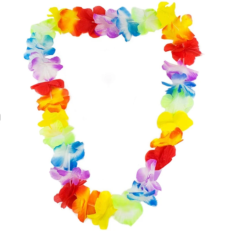 

20 Pack Hawaiian Leis Flower Chains Tropical Flower Chain Perfect Welcome To Your Beach, Pool And Cocktail Party