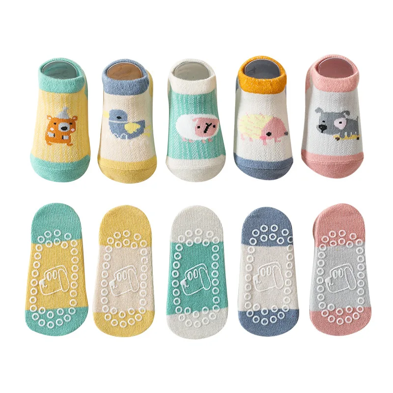 

5pairs/lot 2022New 0-3Years Anti-slip Non Skid Ankle Socks With Grips For Baby Toddler Kids Boys Girls All Seasons Cotton Socks