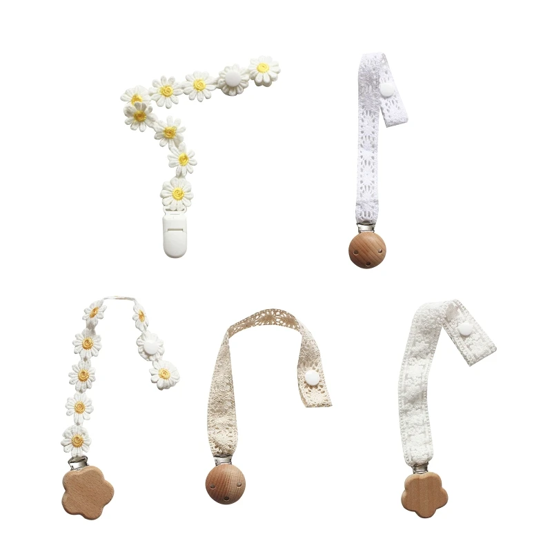 

H37A Baby Pacifier Clip Small Daisy Lace Newborn Kids Infant Toddler Nipple Soother for Home Indoor Outdoor Anti Lost Holder