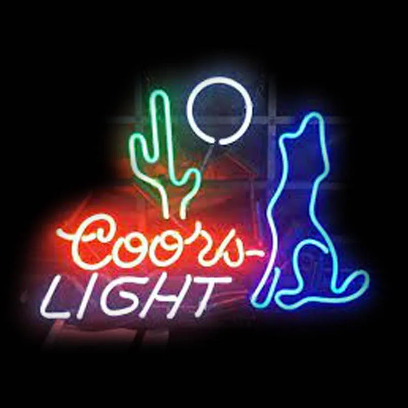 

Coors Light Neon Sign Wolf and Moon Neon Light Sign Real Glass Beer Bar Club Wall Hanging Lamp for Wall Room Decor Handcrafted