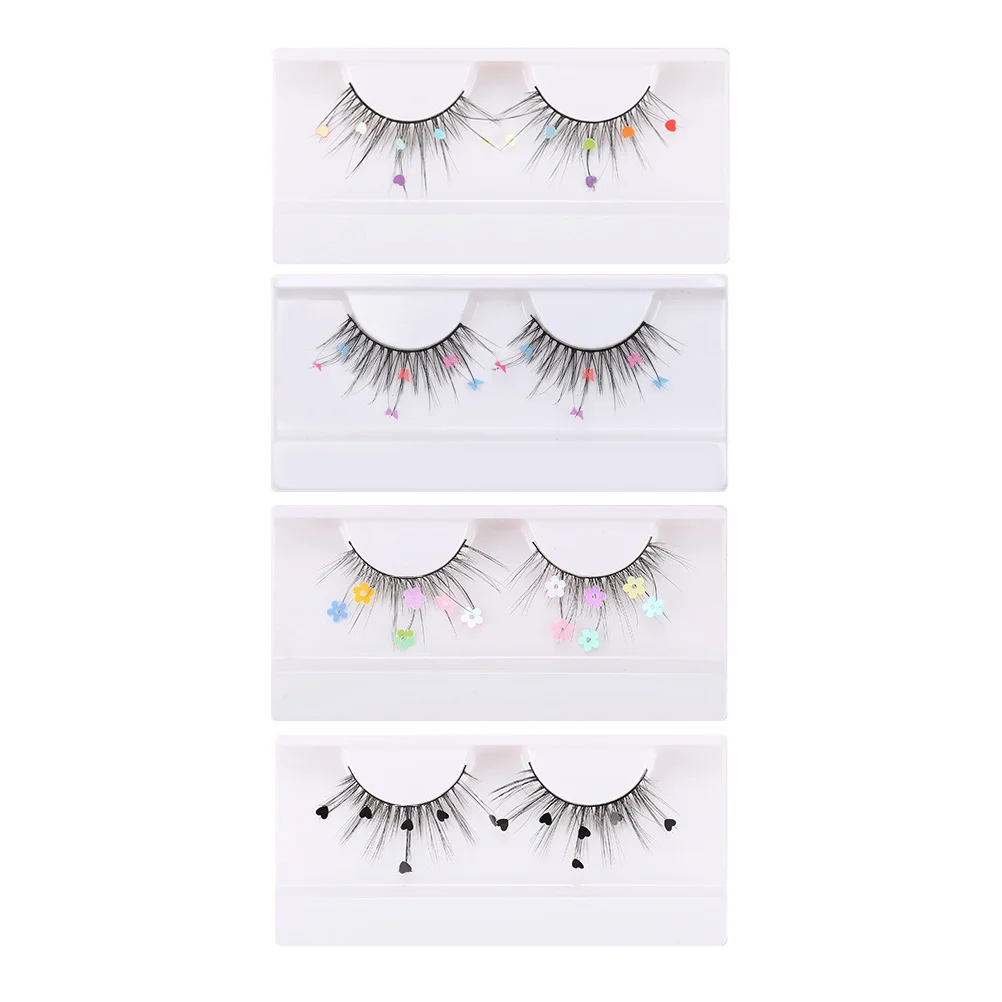 

4 Pairs Fake Lashes Natural Sequin False Eyelashes Sequins Extensions Artificial Glitter Butterflies