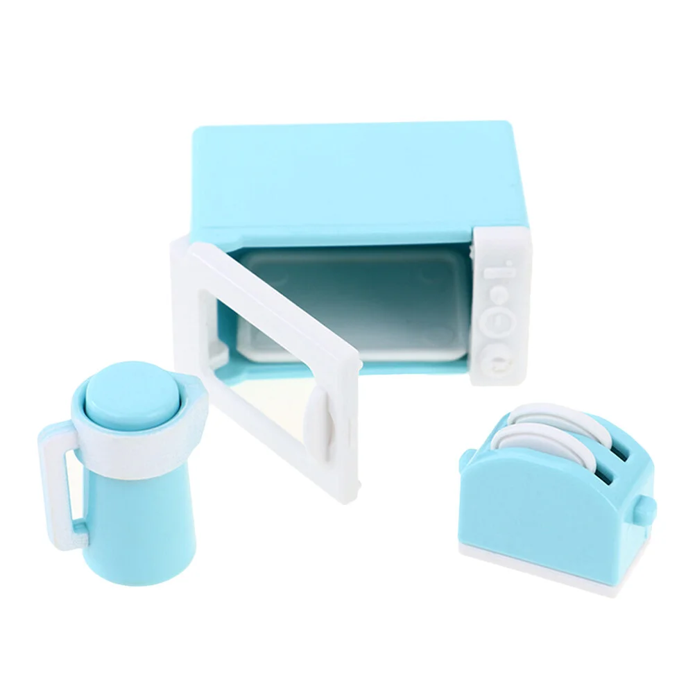 

1 Set Microwave Oven Toy Kitchen Set for Kids Dollhouse Kettle Bread Maker