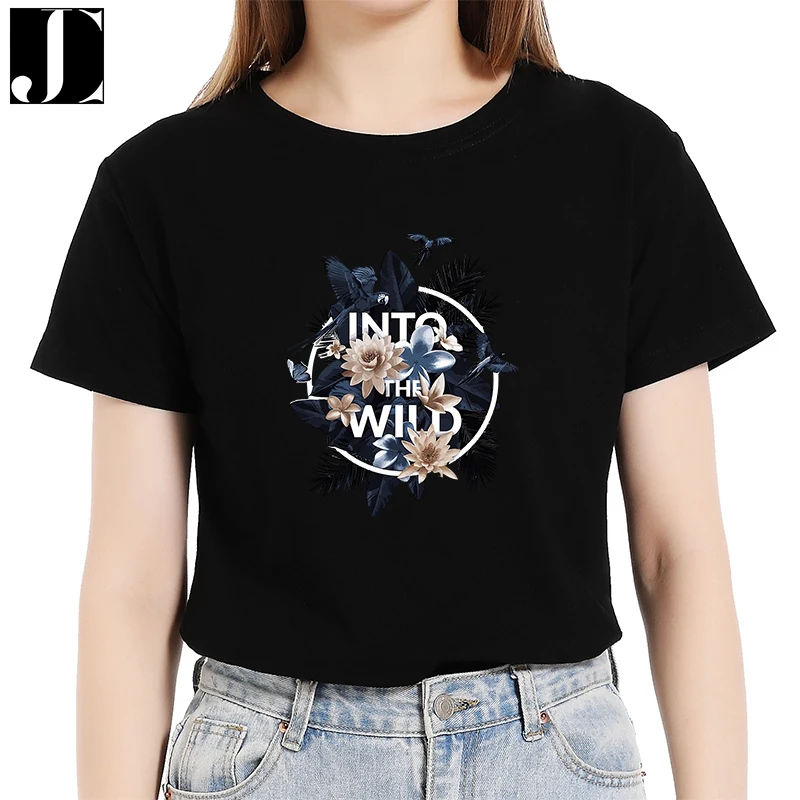 

Футболка женская повседневная с коротким рукавом, модный топ с графическим принтом, с цветочным принтом и надписью, винтажный Повседневный ...