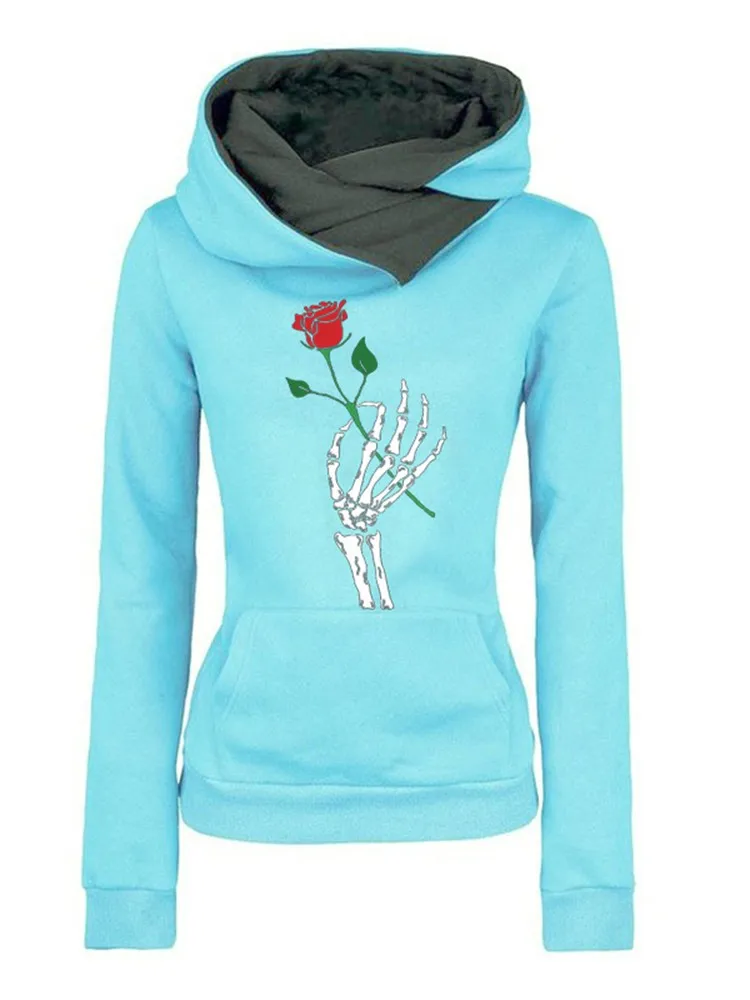 Зимние толстовки с принтом розы женская одежда модный флисовый винтажный