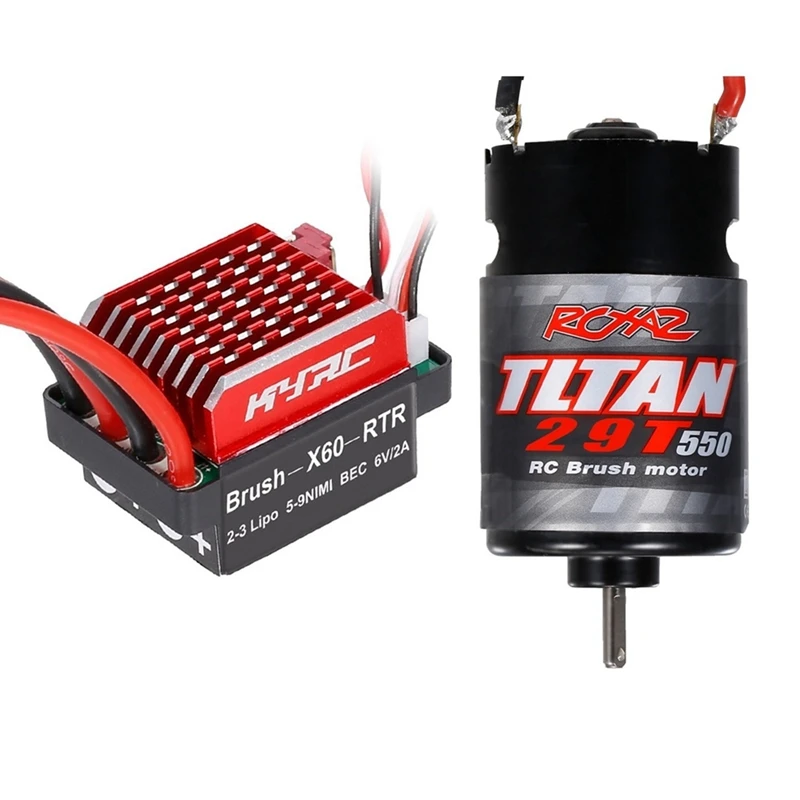 

550 Brushed Motor With 60A ESC For 1/10 RC Crawler Axial SCX10 AXI03007 90046 Traxxas TRX4 TRX6 Slash