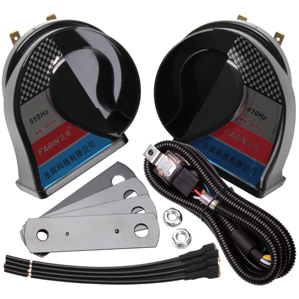 

FARBIN 2 шт. Улитка пневматический гудок двухтоновый 12 В с релейной кнопкой жгута автомобильный гудок сигнал сигнализации Грузовик Мотоцикл гудок для автомобиля аксессуары