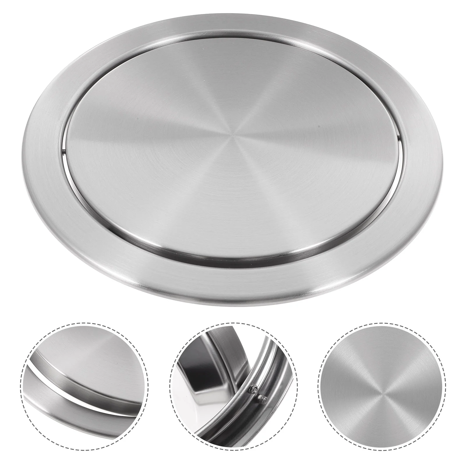 

Recessed Garbage Lid Round Counter Top Cover Mini Can Built-in Balance Flap 430 Stainless Steel Waste bin into the Trash