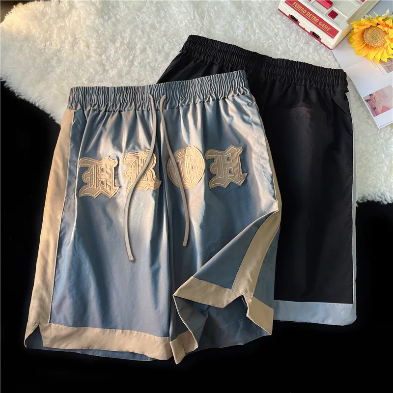 

Летние американские ретро-шорты с вышивкой, спортивные уличные брюки для баскетбола для мальчиков, летние повседневные свободные Пятиточе...