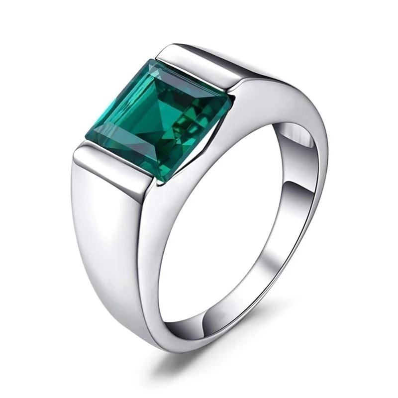 

Alloy Imitation Blue Emerald Men's Ring Classical Green Blue Crystal Stone Ring Male Accessories Party Vintage Jewelry