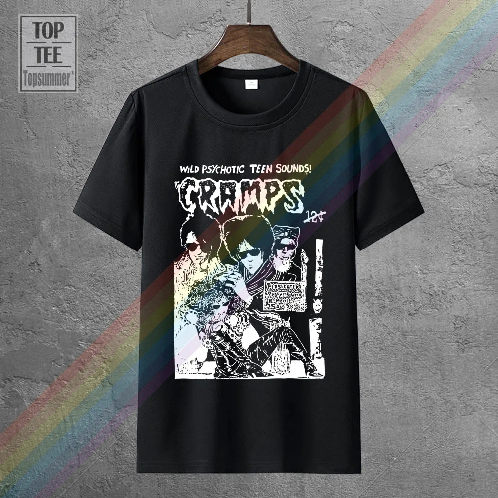

Cotton Tee Shirts For Men Mens T-Shirt The Cramps Psychobilly Garage B Movie Horror Gig Poster Lux S 5Xl