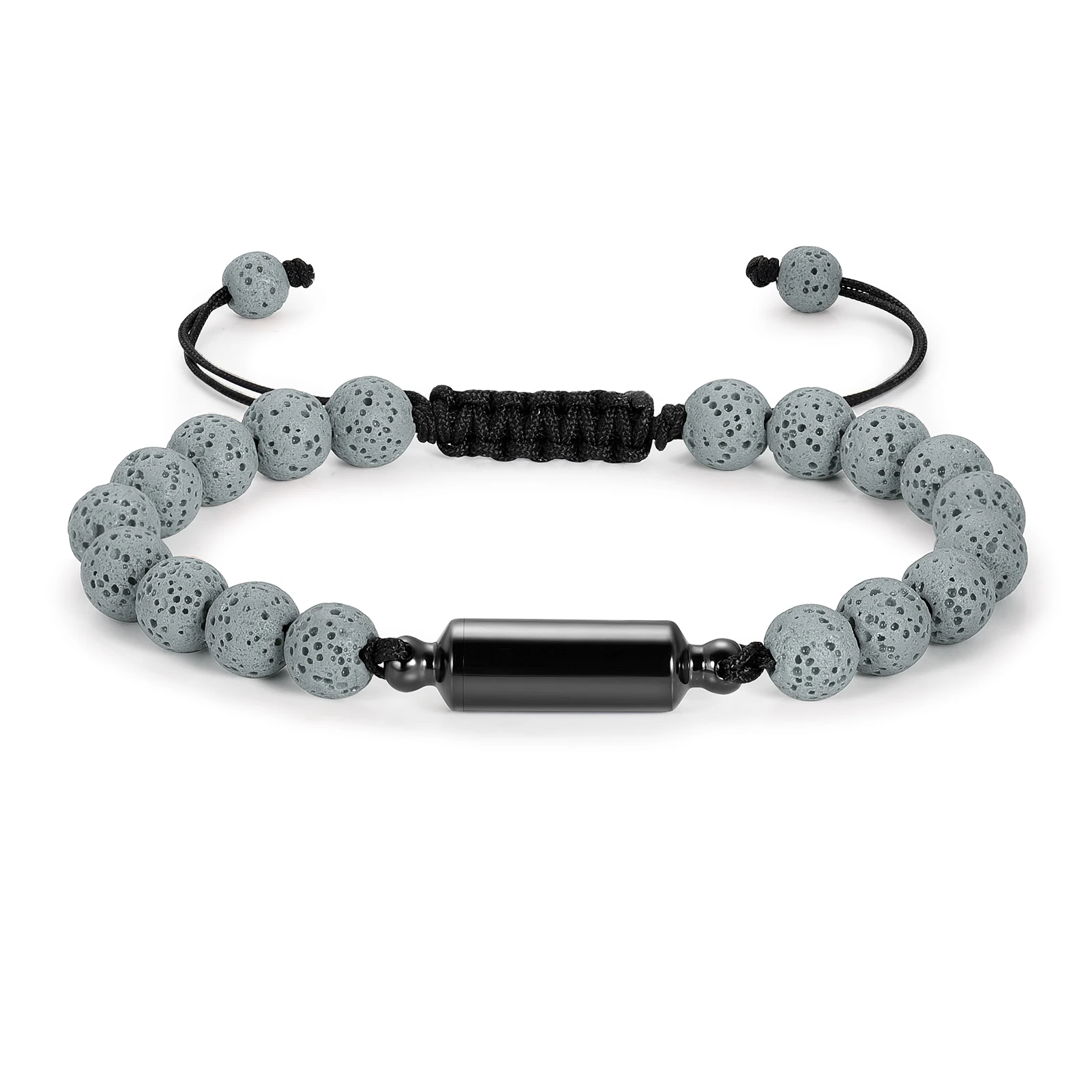 

Lava Rock кремационный браслет для золы, регулируемая плетеная веревка, цилиндрическая трубка, браслеты для урн, памятные ювелирные изделия для любимых