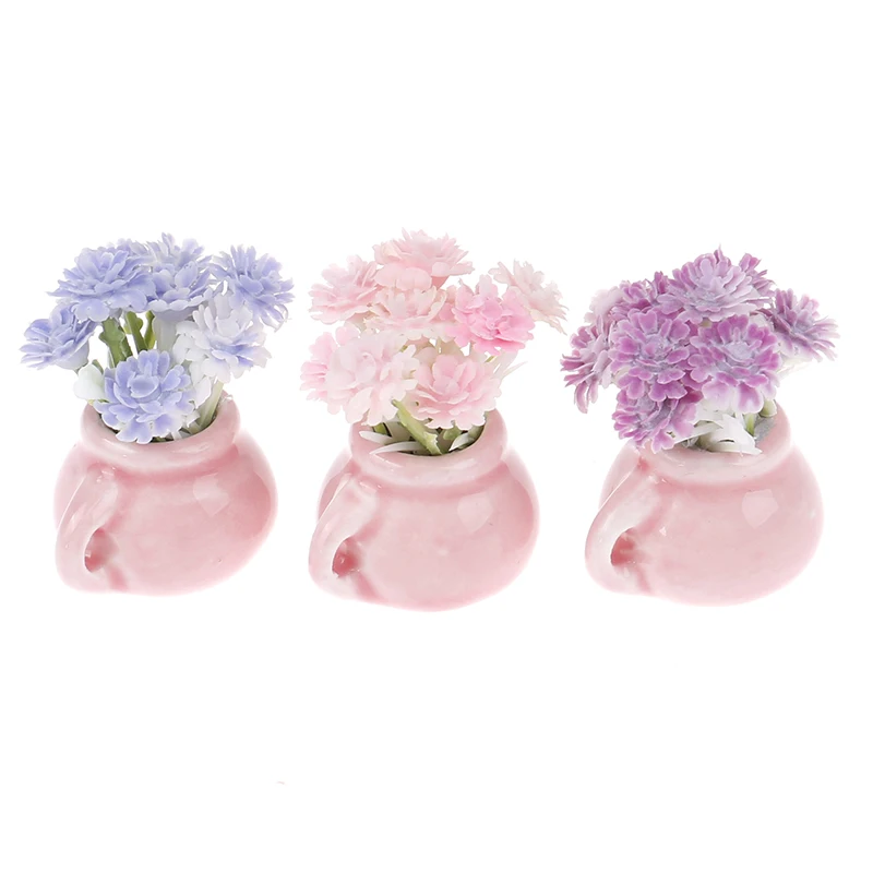 

Dollhouse Miniature Flower Fairy Garden Ornament Mini Potted Plant Flower Pot Model For KID Children Play House Doll Accessories