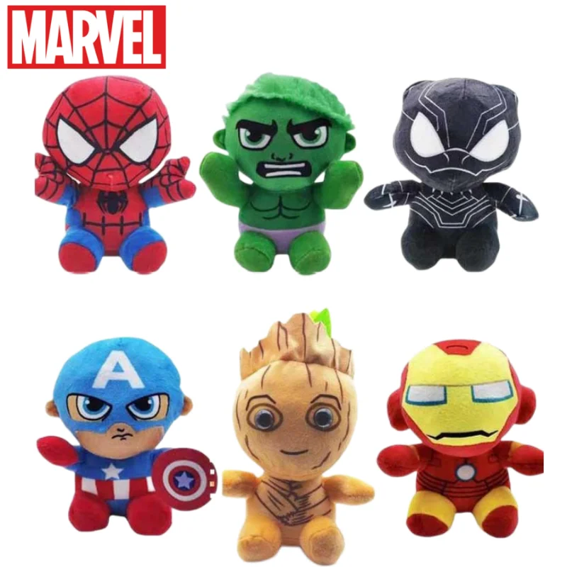 

20cm Marvel Peripheral Avengers Cartoon Series Plush Toy Iron Man Spiderman Captain America Hulk Children's Doll Holiday Gift