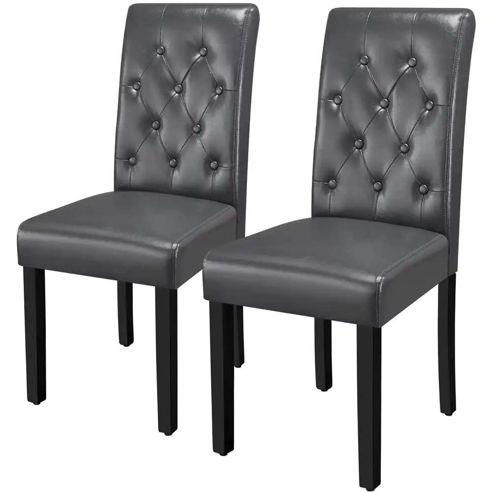 

Modern Tufted Padded Dining Chair with Tall Back, Set of 2, Gray