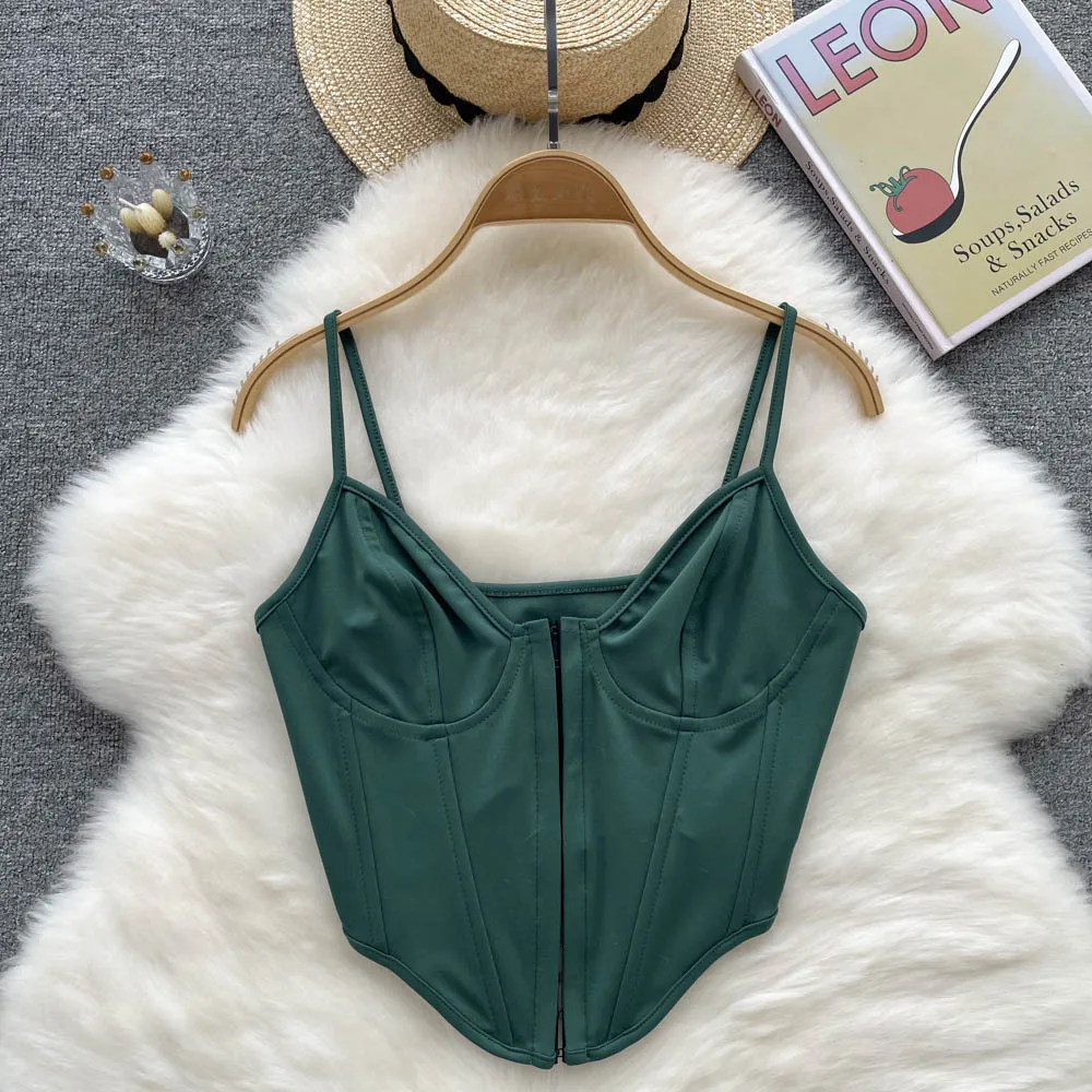 

Женский Готический корсет без рукавов, летний сексуальный однотонный укороченный топ-бюстье без рукавов в стиле ретро