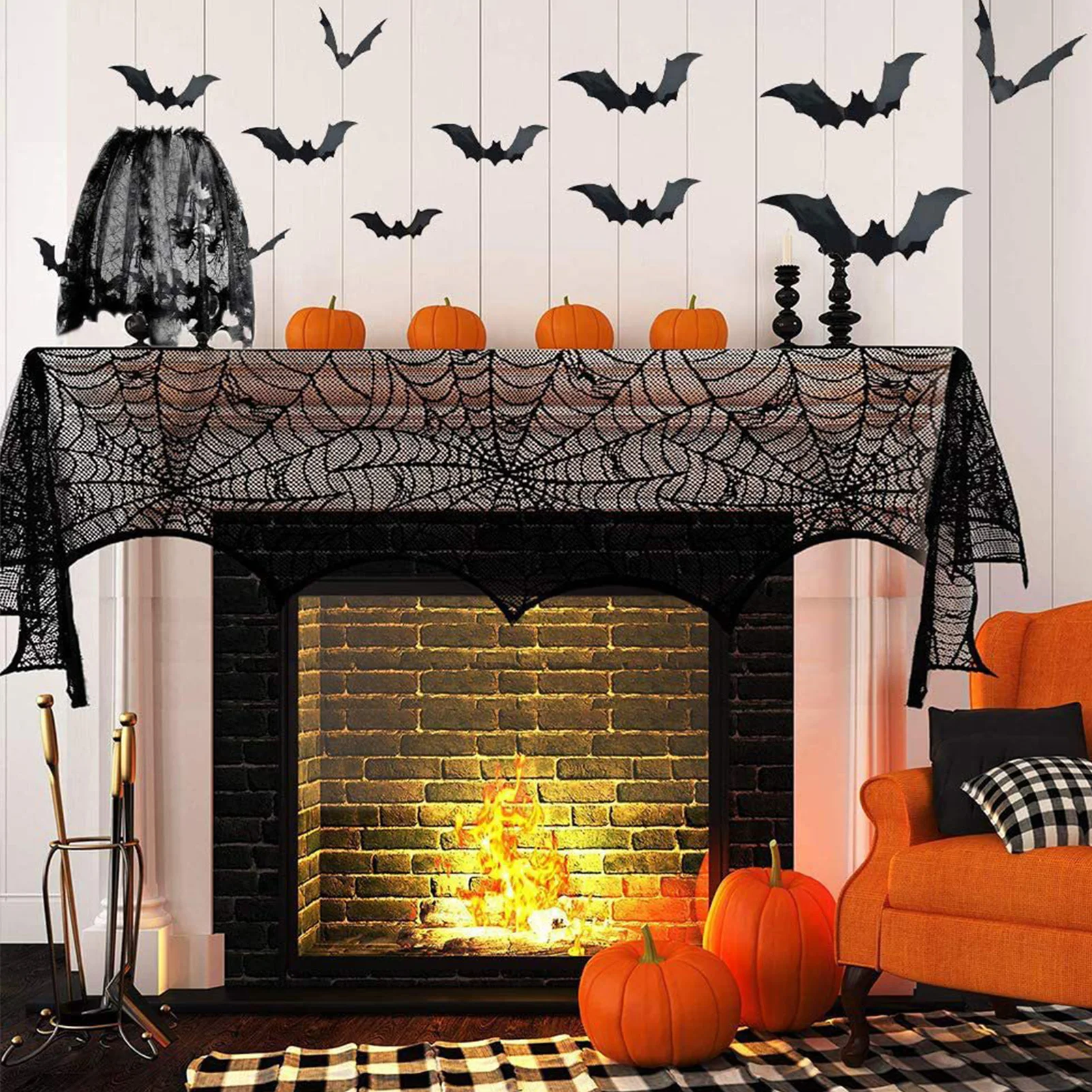 

Скатерть Черная кружевная на стол для Хэллоуина