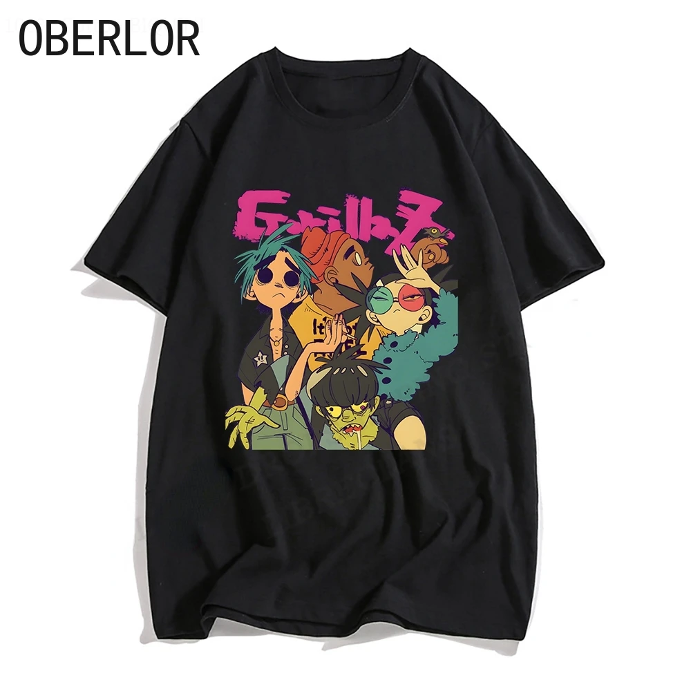 

Футболка Мужская/женская с принтом Gorillaz, модная повседневная хлопковая рубашка в стиле унисекс, топы в стиле хип-хоп с принтом рок-группы