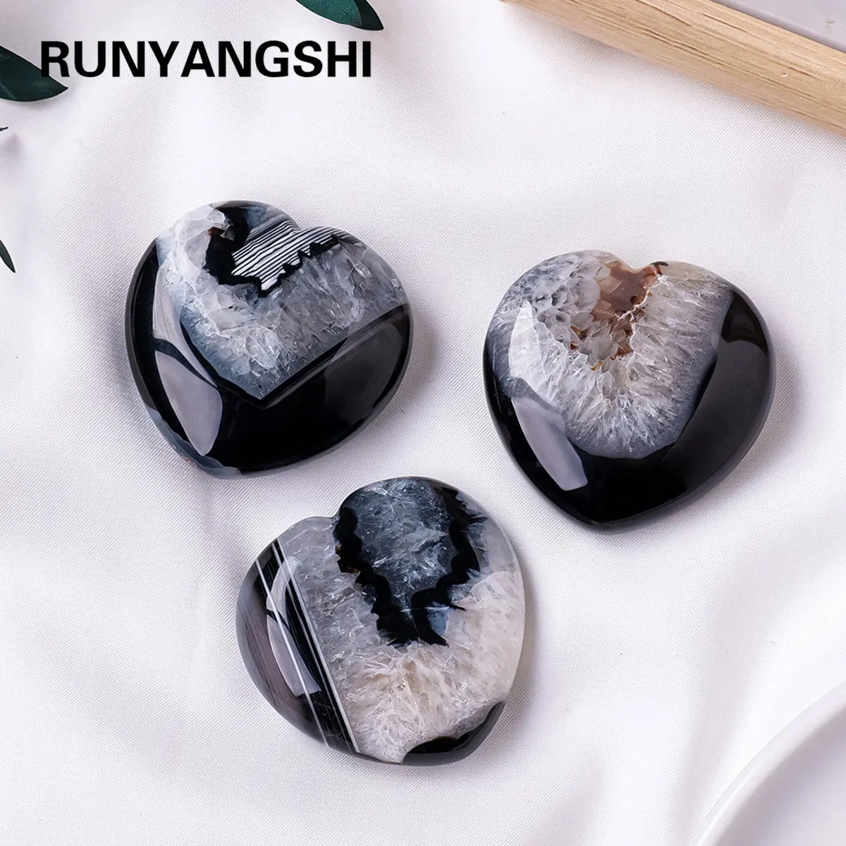 1 шт. натуральный лечебный Кристалл Черный агат Друза в форме сердца любовь